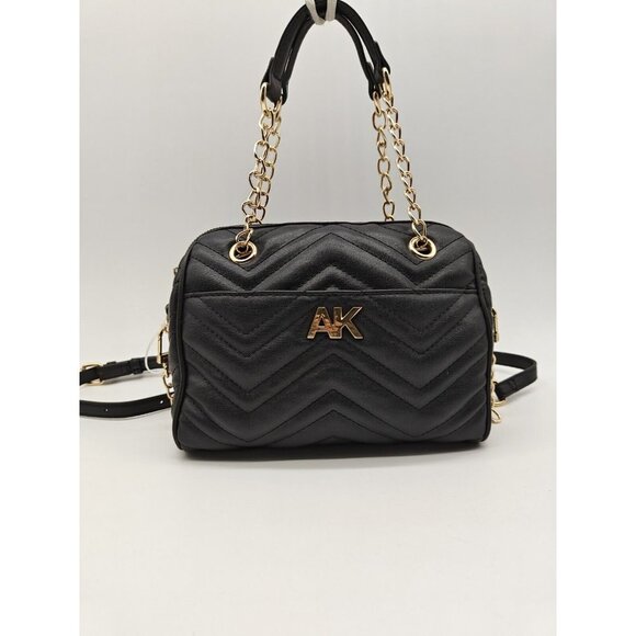 Anne Klein Quilted Faux Leather Double Handles Mini Crossbody - Black - Picture 2 of 9